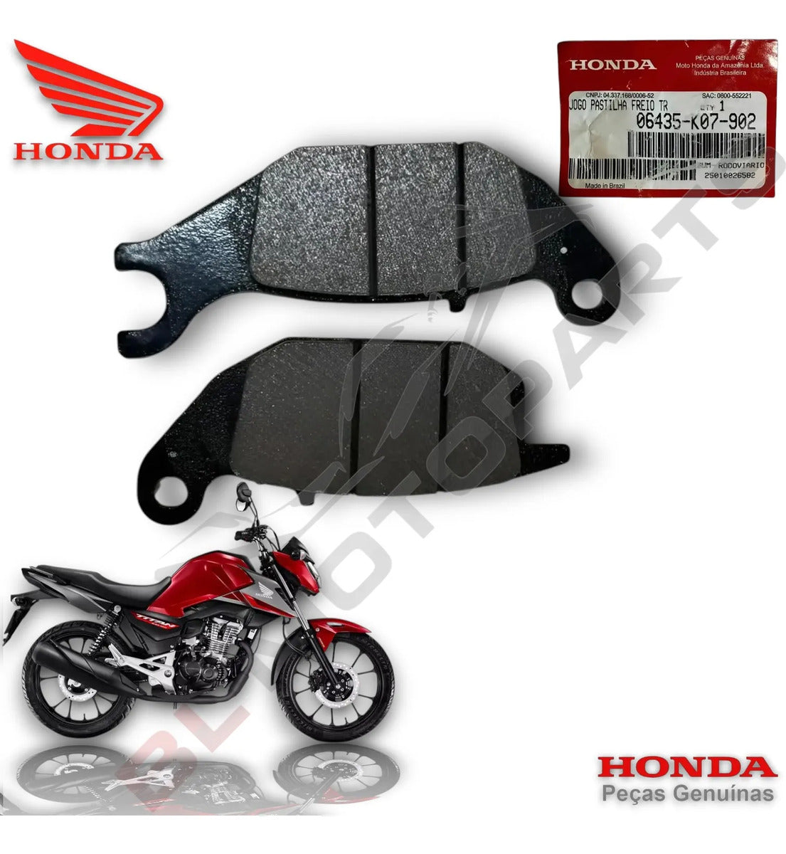 Pastilha Traseira Cg Titan 160 2025-26 100% Original Honda