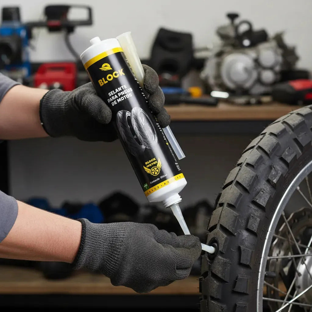 Selante Para Pneus Moto 300ml Com E Sem Câmara Block Selante