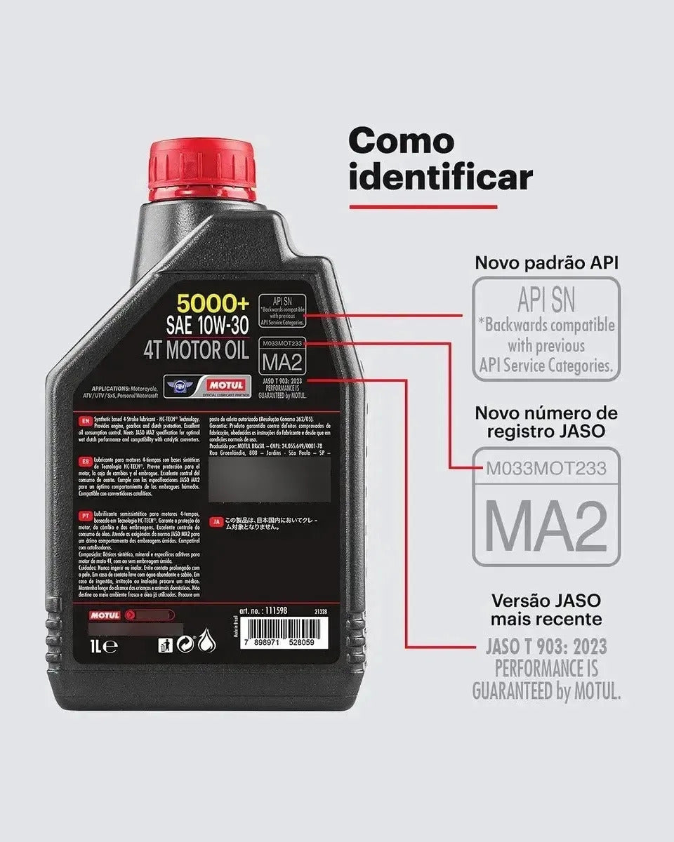 Óleo Motul 5000+ 10w-40 4t Semissintético 1 Litro