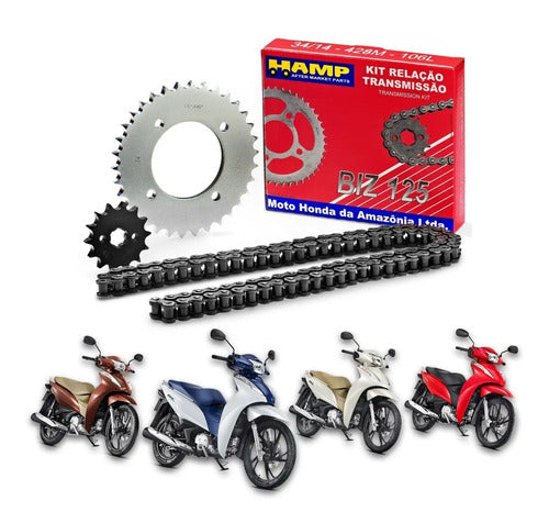 Kit Relação Transmissão Honda Biz 125 Original Hamp Com Nota