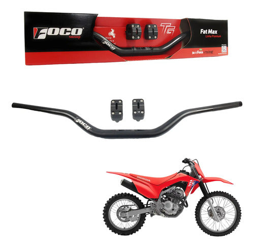 Guidão Com Adaptador Foco Racing Fat Max Crf 250f 31mm Preto