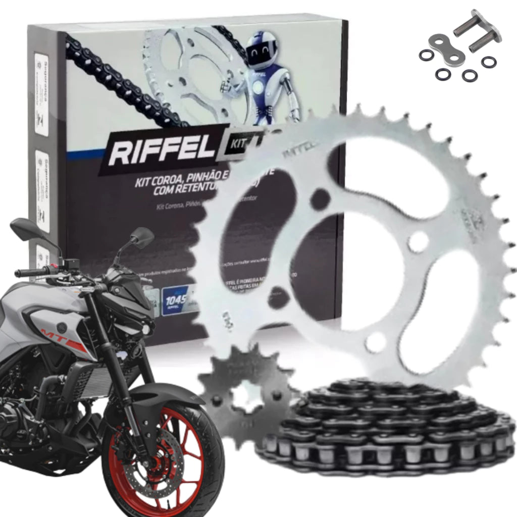 Kit Relação Tração Transmissão Com Retentor Mt03 YZF R3 2016 2017 2018 2019 A 2024 Original Riffel
