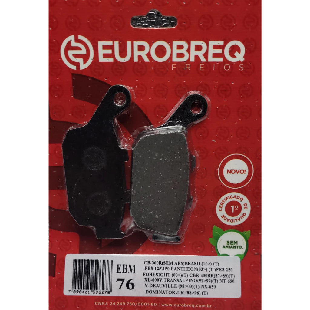 Pastilha de Freio EUROBREQ EBM-76 Traseira CB300R (Sem ABS) FES 125\150