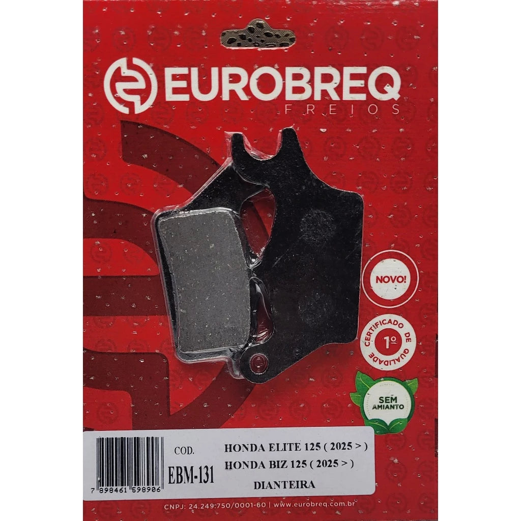 Pastilha De Freio EUROBREQ EBM-131 Dianteira Honda Elite 125 / Biz 125 (2025>)