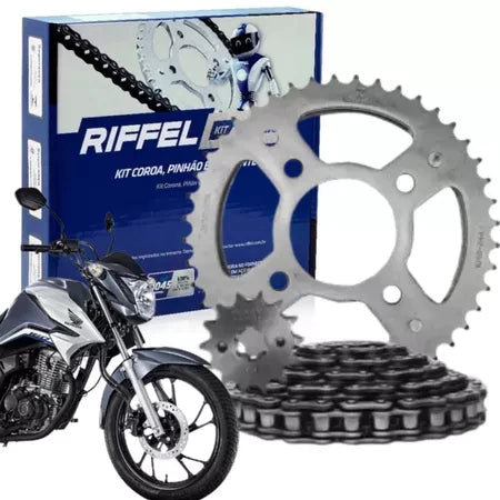 KIT RELAÇÃO CG 160 TITAN/ FAN/ START/ CARGO (2016 A 2025) – RIFFEL TITANIUM 44ZX15Z