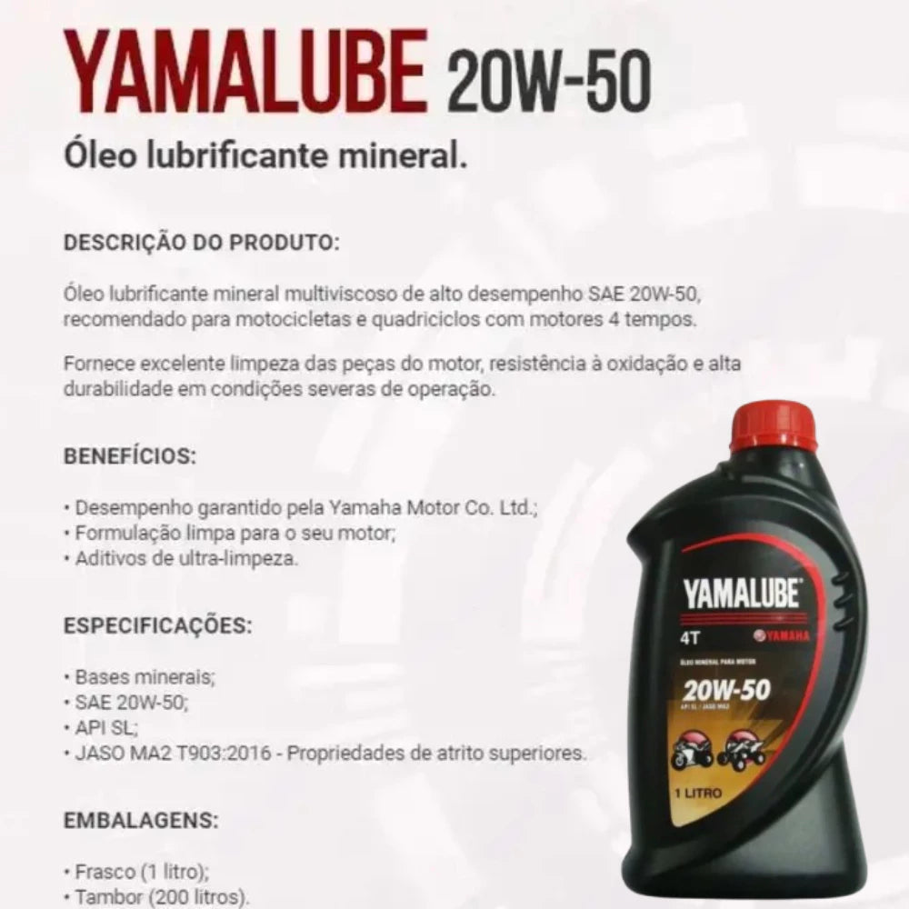 Óleo Motor Yamaha Yamalube Mineral 20W-50 1 Litro P/ DM
